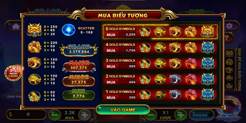 Chi tiết bảng đổi thưởng của từng biểu tượng trong game tứ linh Chi tiết bảng đổi thưởng của từng biểu tượng trong game tứ linh